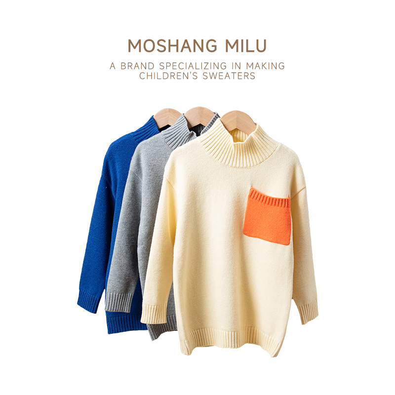 Demi-season children's keep warm woolen base sweater for men and…