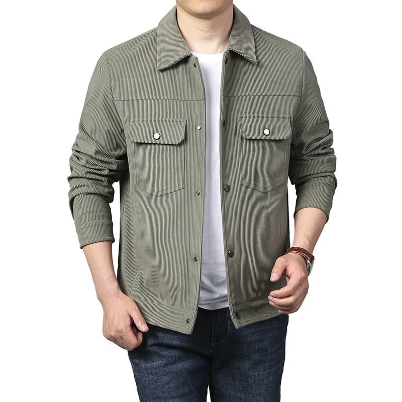 Corduroy men's retro keep warm jacket, oversize, for middle age