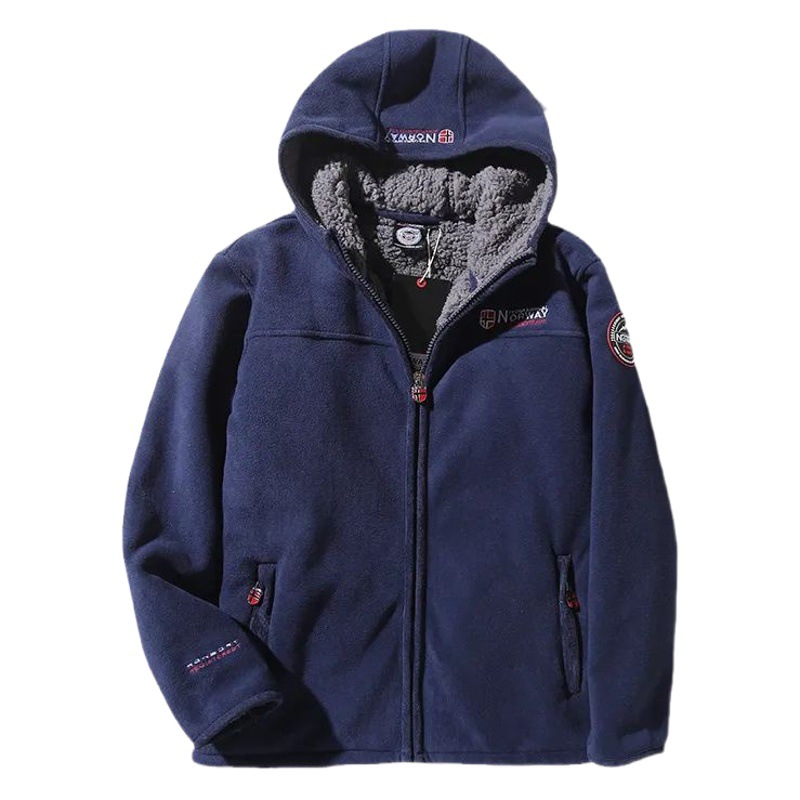 ¡Mover/Wei orden! Engrosado/abrigo de lana de cordero con capucha de los hombres otoño e invierno cálido polar fleece chaqueta de invierno