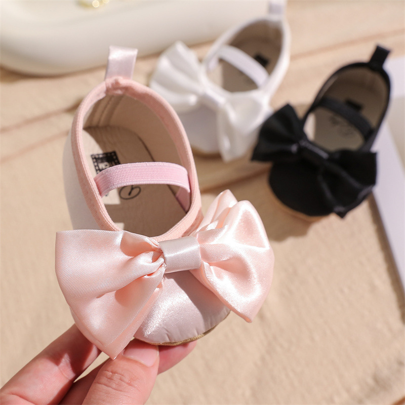Spring and Autumn Export Bow Princess Shoes 0-1 Baby Soft Sole Soft Surface Non-Slip Toddler Shoes