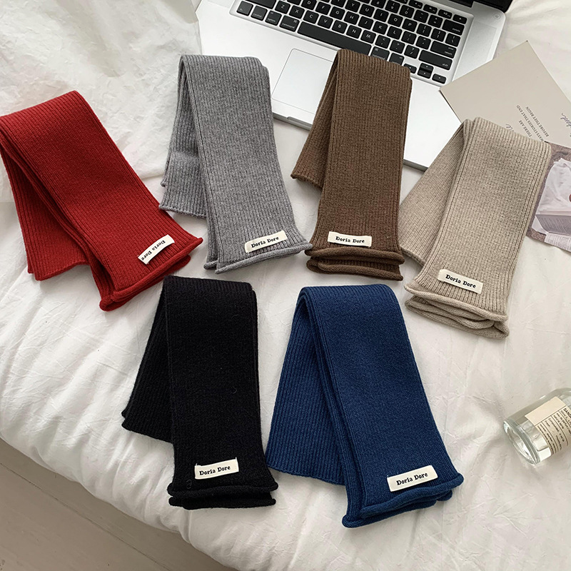 Guantes de manga de lana de punto de color sólido rosa de dopamina para niñas alargadas otoño y invierno versátiles estudiantes pila manga