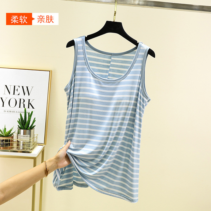 Modal camisole with chest pad women's loose plus size sleeveless bottoming chubby girl pregnant women's belly covering top Modal camisole with chest pad women's loose plus size sleeveless bottoming chubby girl pregnant women's belly covering top