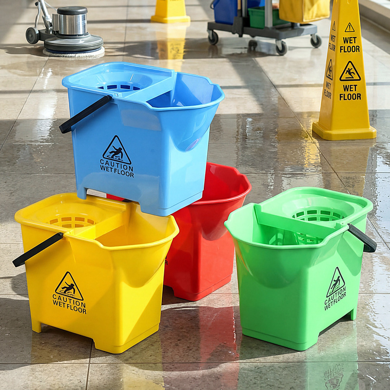 Thickened Plastic Squeeze Bucket for Commercial Use in Cleaning Buildings and Hotels, Mop Bucket with Press Function for Factories, Single Basin Squeeze Mop Bucket Thickened Plastic Squeeze Bucket for Commercial Use in Cleaning Buildings and Hotels, Mop Bucket with Press Function for Factories, Single Basin Squeeze Mop Bucket