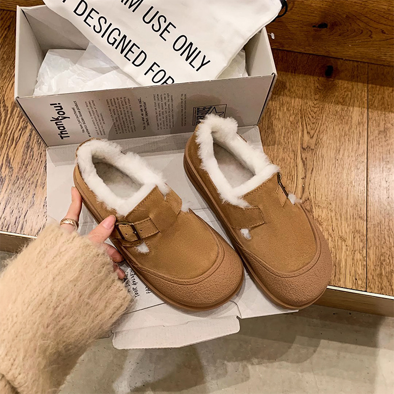 Leather demi-season keep warm shoes platform for leisure