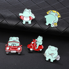 卡通可愛青蛙系列胸針創意有趣開車綠色青蛙動物徽章別針配飾飾品