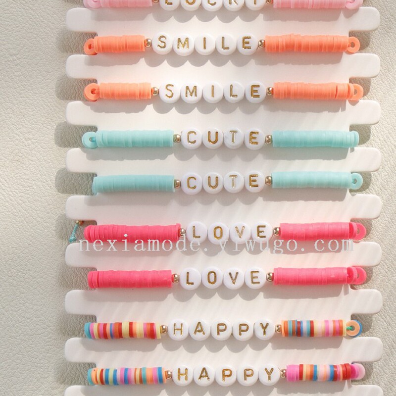 Bohemian Taylor Swift Love English Love Ability Soft Clay Letter Rice Bead Bracelet Cross-Border Hot