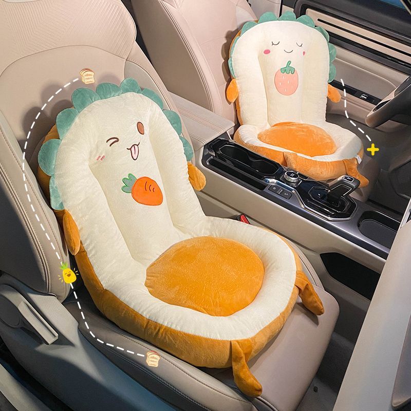 汽车腰靠垫腰靠坐垫一体网红卡通毛绒车载靠背腰枕腰托座椅靠垫子