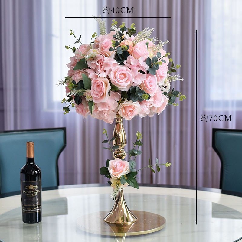 꽃잎 핑크색 대형 황금색 꽃 그릇