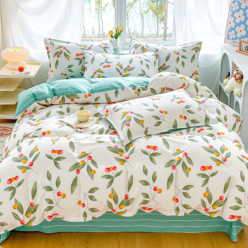 2025 ropa de cama de cuatro piezas de algodón de nuevo estilo ropa de cama de algodón funda de edredón ropa de cama de tres piezas de una sola cama doble