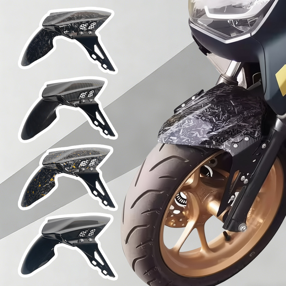 Universal Motorcycle Front Fender Aluminum Alloy Bracket + Patterned Pp Plastic Guard Plate Motorcycle Cnc Modification Parts