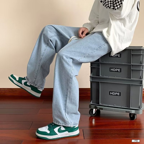 Southeast Asia's hot jeans, boys 'summer loose straight fashion brand high street teenagers' vibe style long pants