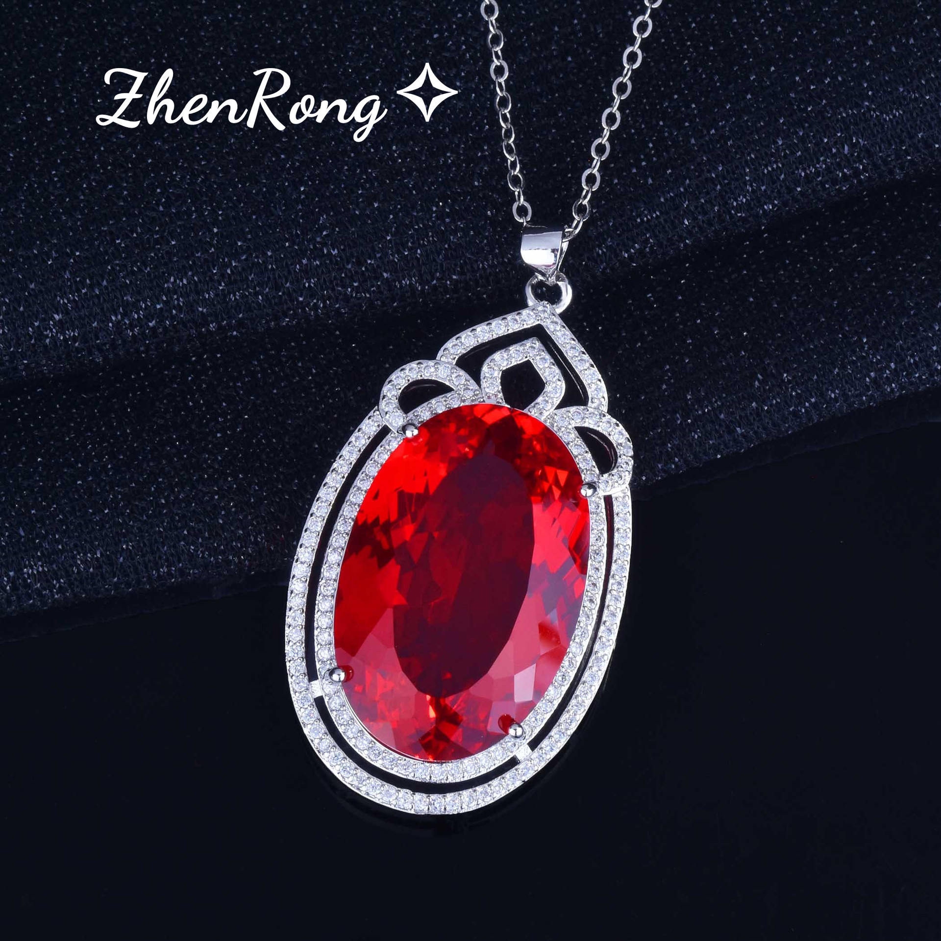 Tiktok Kuaishou transmisión en vivo color tesoro Esmeralda colgante de lujo imitación paloma Rubí Diana anillo color traje del tesoro