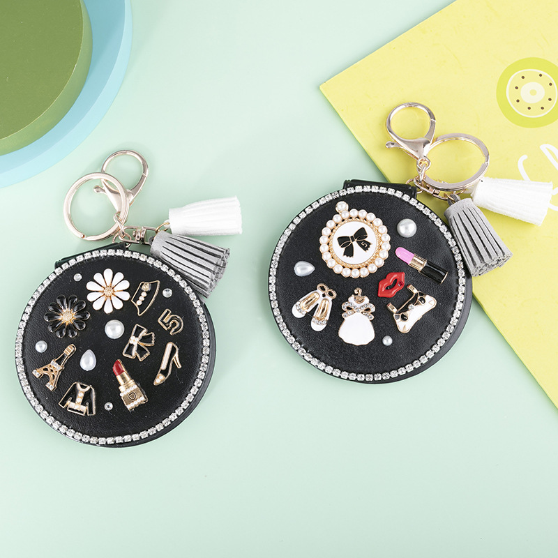 105g Weight Mirror Makeup Tools Types 1 Piece Quantity Pu Leather, Glass Material Geometric Pattern Elegant, Cute, Lady Style Elegant Cute Lady Geometric Pu Leather Glass Mirror 1 Piece 1