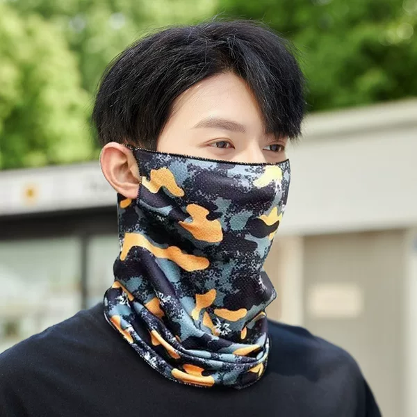 Ice Silk Sunscreen Mask Men's Full Face Neck Protection Mesh Veil UV Protection Outdoor Cycling Summer Thin Sleeve