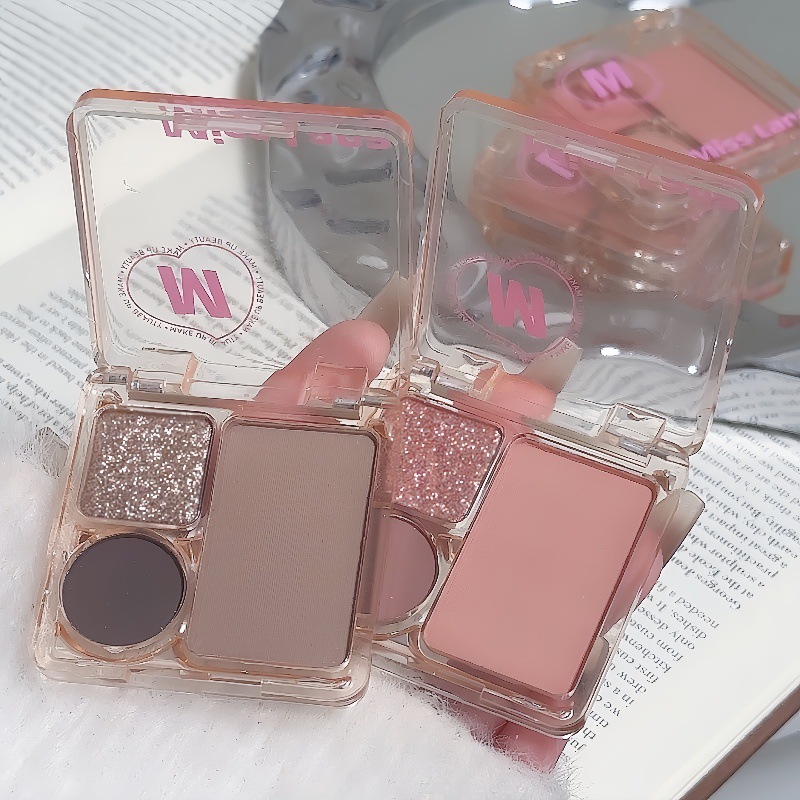 Misslara new three-color mini eye shadow plate matte pearlescent easy vignetting eye shadow plate gray pink delicate makeup
