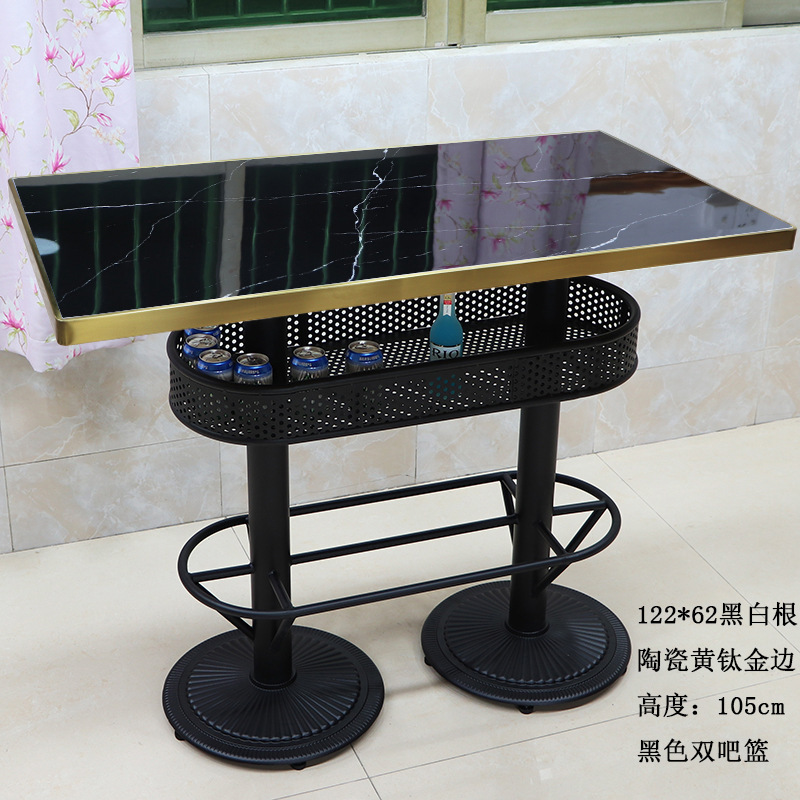 大理石の高いバーのテーブルと椅子の組み合わせ岩板石英石の高足テーブルは静かにしましょうKTV散台テーブルと椅子|undefined