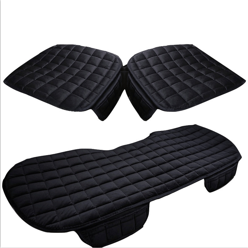 Car cushion winter plush non-slip three-piece set of two seats + rear seat without backrest small three-piece manufacturers wholesale_voghion.com