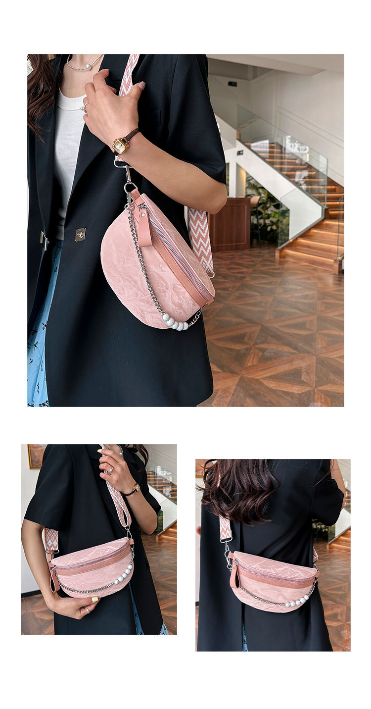 750g Weight Nylon Lining Material Zipper Closure Type Single Shoulder Strap Strap Type Crossbody Bag Bags Type Casual, Holiday Occasion Pu Leather Material Solid Color Pattern All Seasons Season Women's Gender Vintage Style, Streetwear Style Dumpling Shape Shape Medium Size Women's Vintage Style Streetwear Solid Color Pu Leather Waist Bags 1
