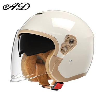 New National Standard 3C Certified Electric Vehicle Helmet for Men and Women Battery Winter Warm All-Season Motorcycle Retro Safety Helmet (Motosiklet kaskı (dəbilqə)) - 3c-certification-beige-hd-mirror-one-size-fits-all-54-60-head-circumference