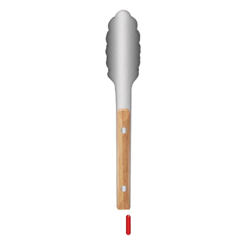 Pinzas para alimentos de acero inoxidable con mango de madera grueso, pinzas para barbacoa de silicona, pinzas para carne resistentes a altas temperaturas, pinzas para pan y buffet.