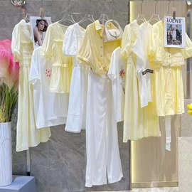 贝银2024夏季时尚休闲简约中长款收腰连衣裙上衣裤裙杂款混批清仓