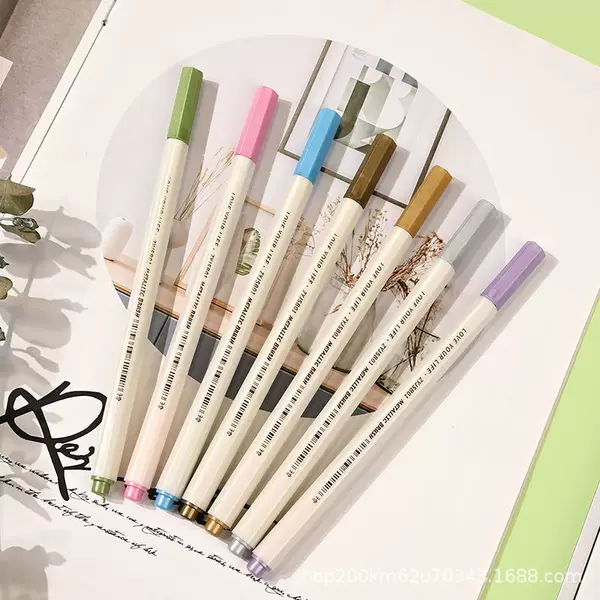 Pearlescent 12 Color Paint Pen Metal Pen Marker Pen Color Soft Pen Brush DIY Photo Album Metal Color Pen