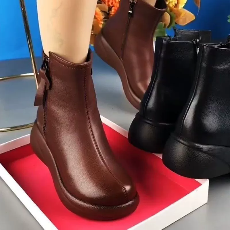 [Осенние и зимние взрывные модели] короткие сапоги Martin женские 2024 новые двойные молнии с толстой подошвкой мягкие сапоги женские кожаные сапоги