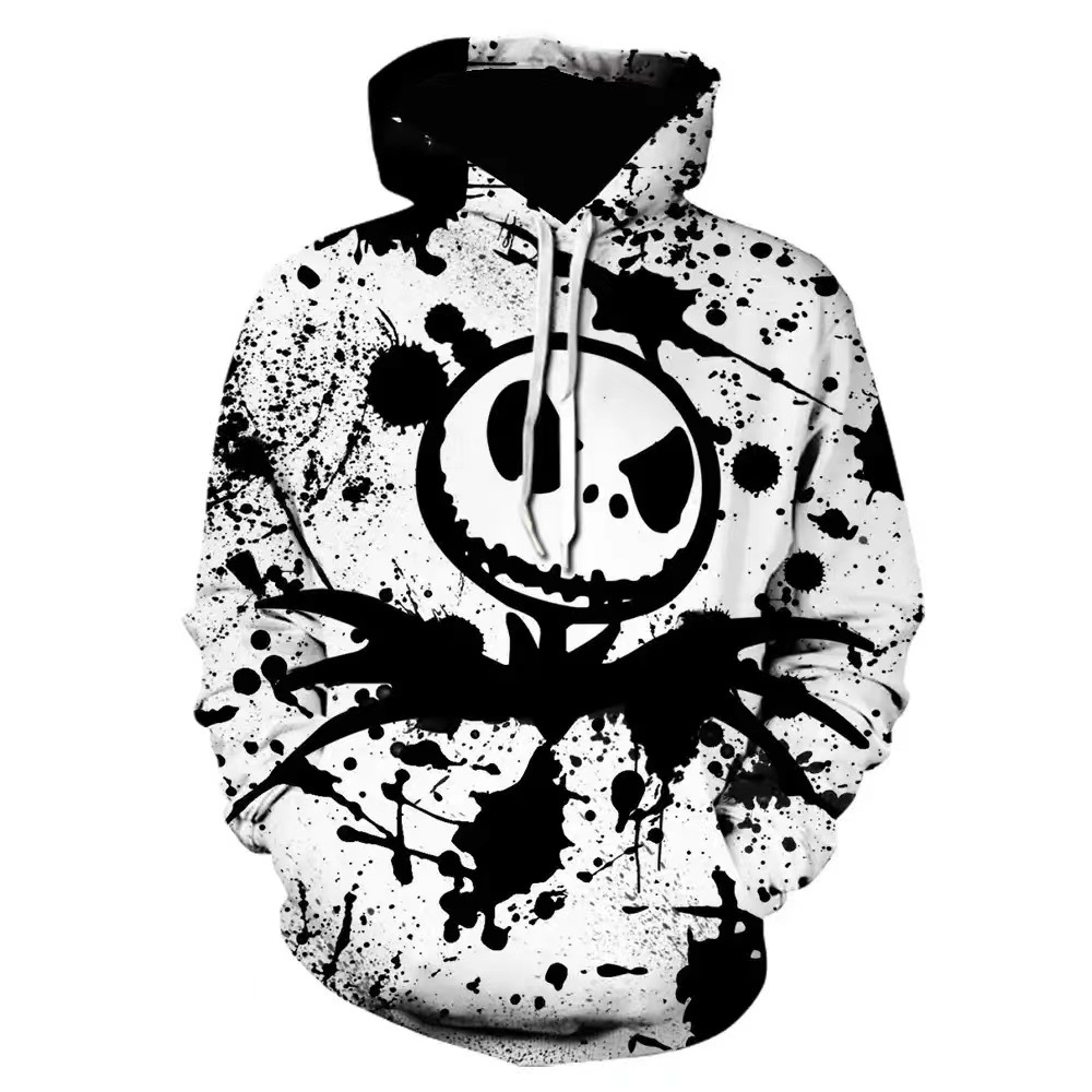 2024 venta caliente europeo y americano transfronterizo 3D impresión digital para hombres primavera y otoño casual todo fósforo suéter suelto con capucha de manga larga