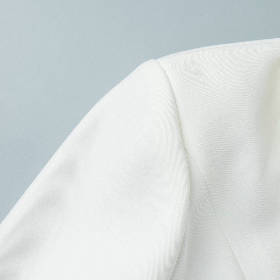 Áo blazer nữ phối ren chiết eo dáng trung bình tay dài cổ vest một hàng cúc — Màu trắng, màu đen chi tiết 10