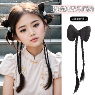 Hongxiu Carefully Selects - Kidsren's Ancient Style Simulated Bow Ponytail Braid Han Dynasty Bow Clip Ball Hair Bag