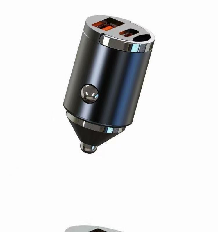 200W Hidden Car Charger with Mini Pull Ring, Multi-color Options, QC3.0+PD30W Dual Fast Charging