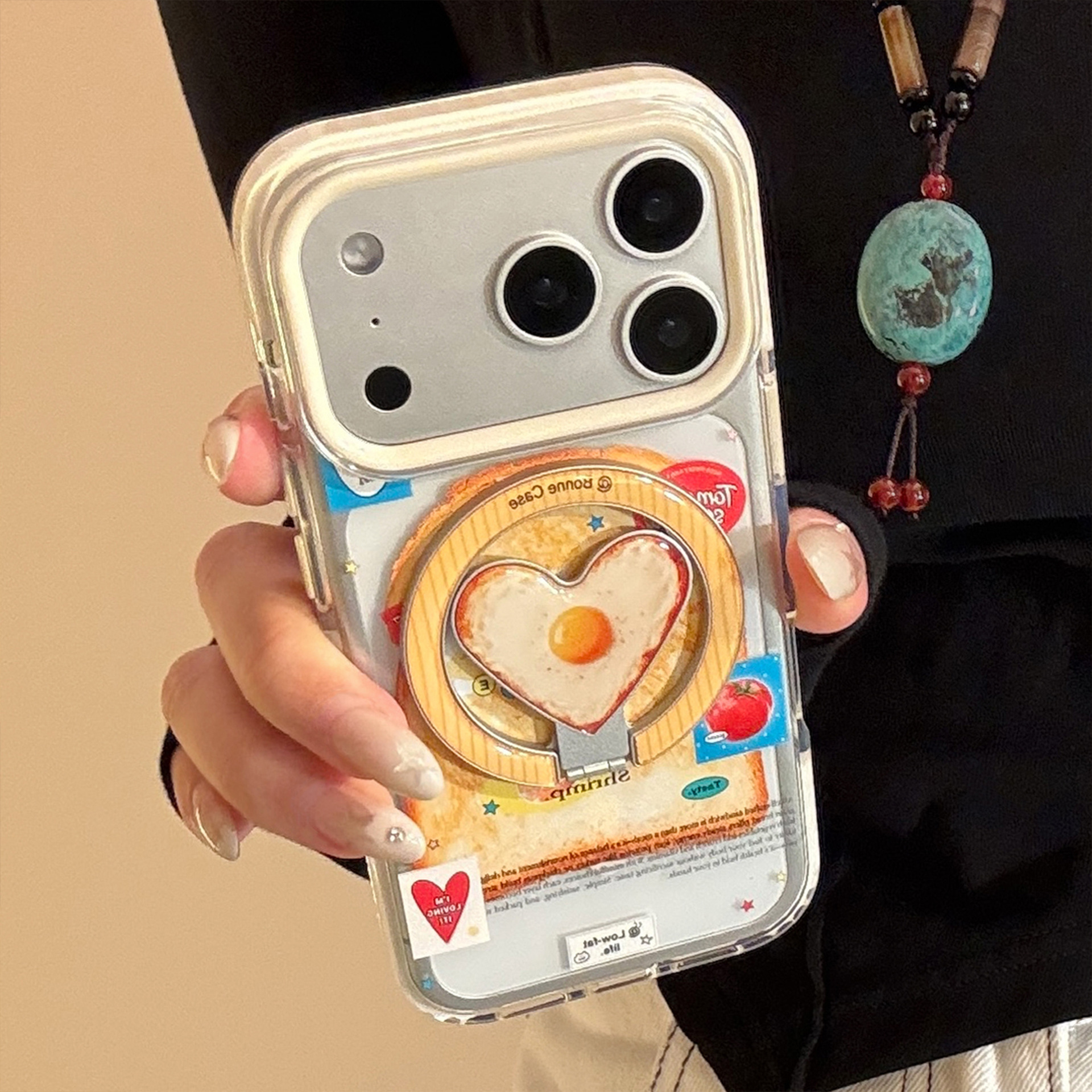 Magnetic Transparent Phone Case With Fried Egg Design For Iphone_voghion.com