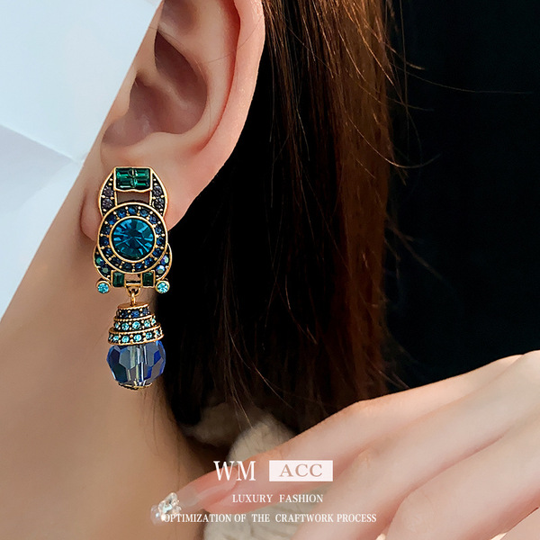 Retro blue ear clips