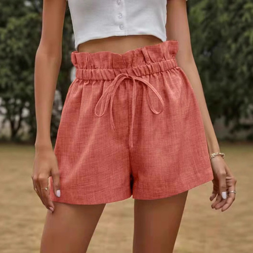 Summer Wish Women's Casual Comfort Shorts European Style High-Waisted Belted Loose Wide Leg Pants