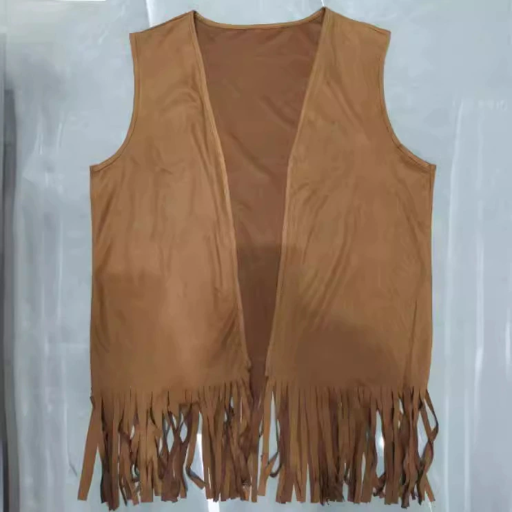 Женский жилет в стиле хиппи 2025: осенний ретро-этно дизайн, высокая эластичность, замша, бахрома, для выступлений