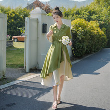 不规则连衣裙女夏设计感小众绿色polo衬衫裙子感气质收腰显瘦