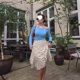 欧美跨境时尚女装2026秋冬季欧美风小众荷叶边波点半身长裙女