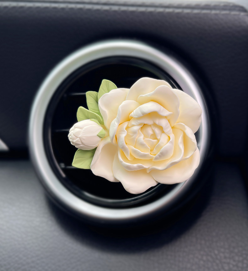 Jasmine Flower Car Perfume Aromatherapy Car Air Conditioner Vent Decoration Diffuser Stone Flower Car Interior Ornament Goddess Style