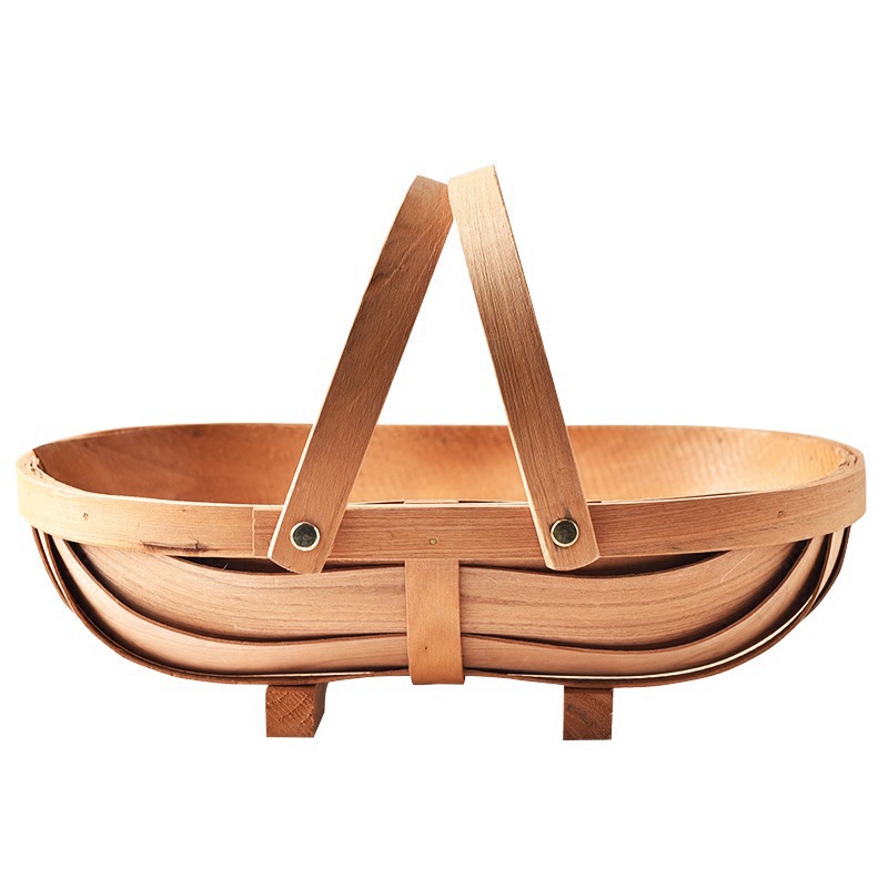 Cesta de Madera en Forma de Barco Hecho a Mano con Doble Asa para Pan image 7