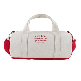 Manufacturer Customized Canvas Travel Bag, Shoulder Crossbody Cylindrical Fitness Bag, Contrasting Color Small Travel Bag, Customized Logo