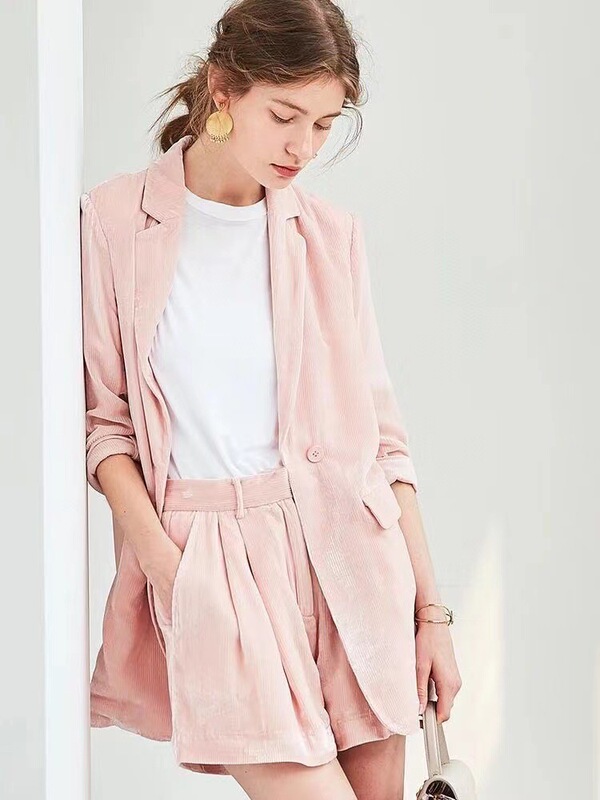 Silk velvet suit jacket women's all-match British style high-grade top temperament casual suit