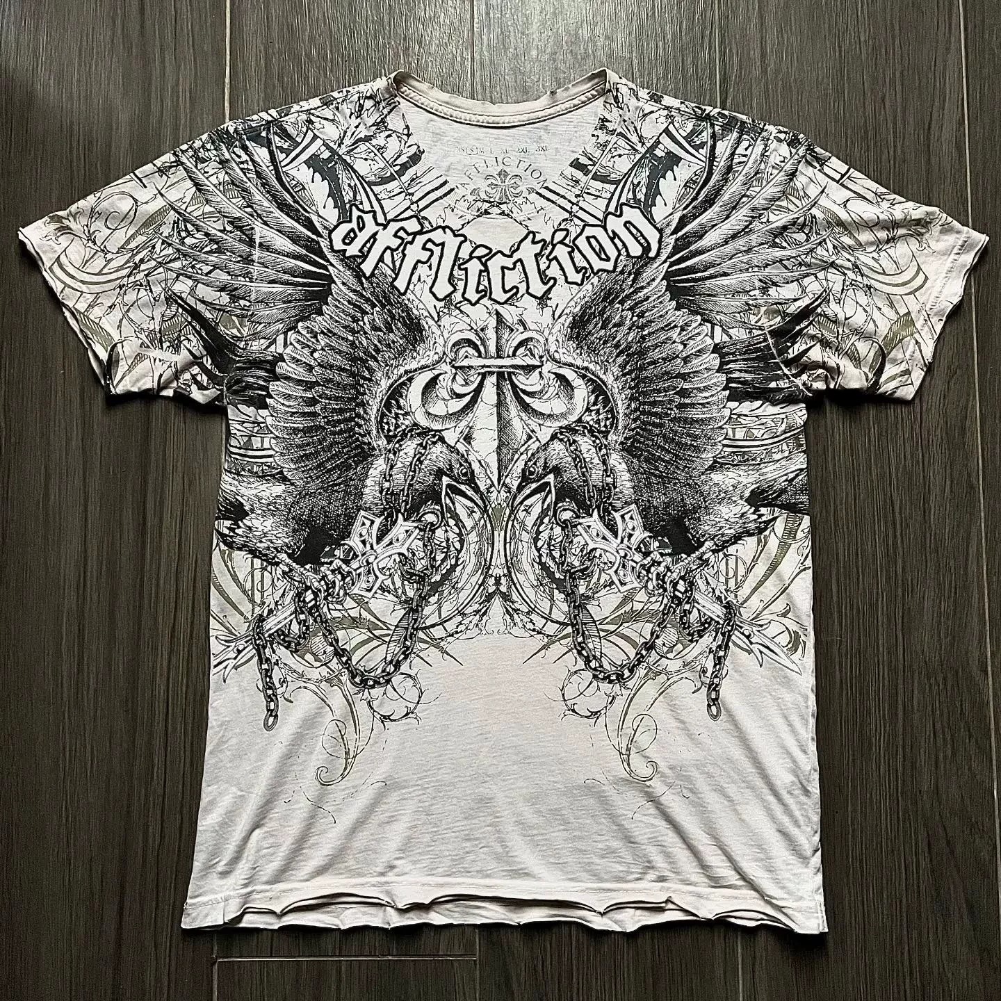 Affliction T-shirt Eagle Wings Graphic White