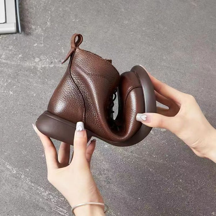 ShoeVault Sole Soft Surface Short For Women 2025 Autumn Winter New Martin Non-Slip Comfortable Fleece-Lined Warm Retro Riding_voghion.com