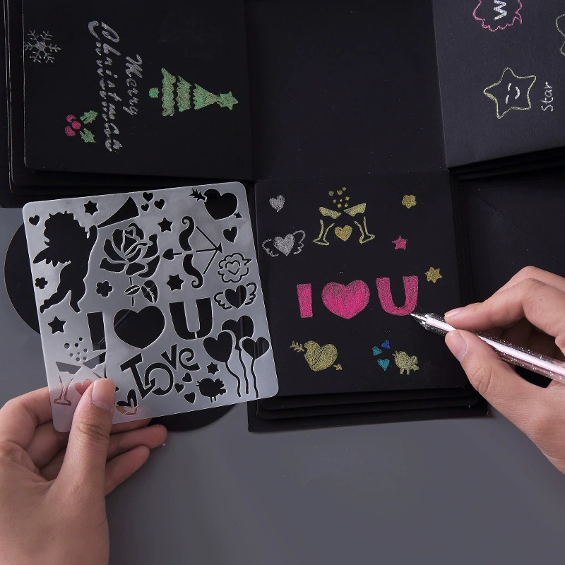 Template, gift box, square photoalbum, DIY, graffiti