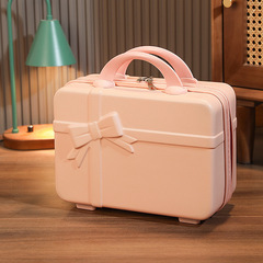Factory Direct Sale Vintage Bow Makeup Box 14-inch Handheld Suitcase Luggage Makeup Storage Box Gift Box