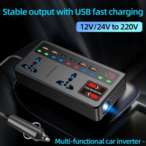 Avtomobil Şarj Cihazı 12V24V-dən 220V-ə İnverter Siqaret Yandırıcı Soket