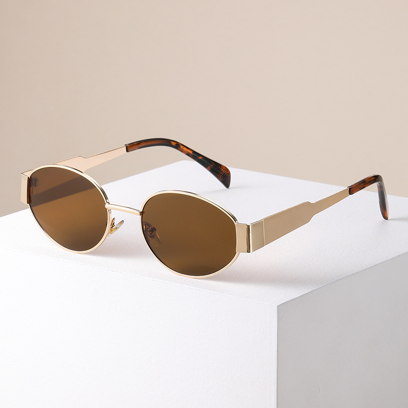 Metal Retro Oval Frame Sunglasses for Women, New American Style High-End Trendy Glasses, Stylish Sunglasses for Trendy Girls Metal Retro Oval Frame Sunglasses for Women, New American Style High-End Trendy Glasses, Stylish Sunglasses for Trendy Girls