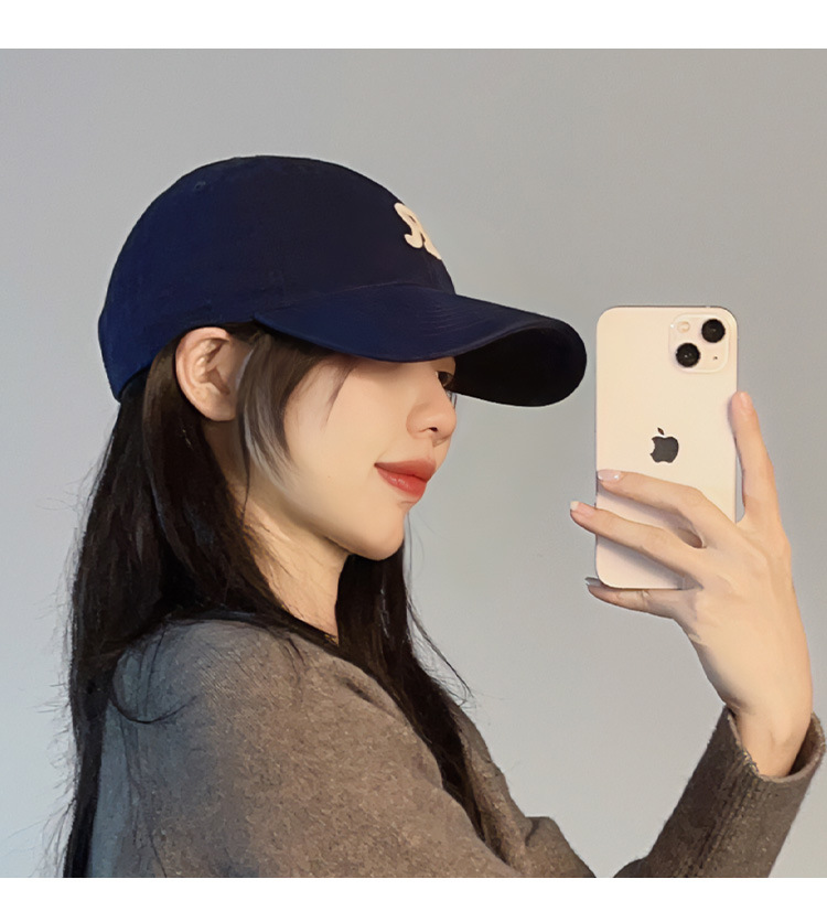 Women's Duck Tongue Cap Spring Autumn Baseball Cap Stiff Top Large Head Circumference Wide Brim Deep Crown R Face-Slimming 2023 Summer New Style