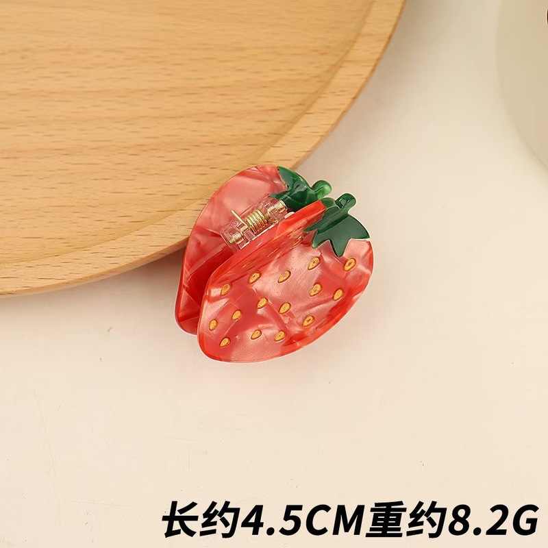 韩国醋酸拼色发夹时尚西瓜草莓抓夹简约气质鲨鱼夹弹簧夹发饰女饰|undefined
