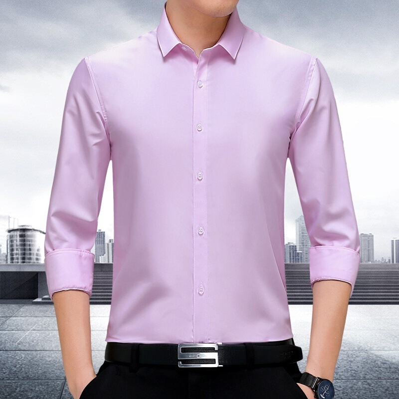 Spring and Autumn High-End Men's Shirts, High-End Silk Business Casual Formal Shirts, Professional Anti-Wrinkle Men's Tops Spring and Autumn High-End Men's Shirts, High-End Silk Business Casual Formal Shirts, Professional Anti-Wrinkle Men's Tops